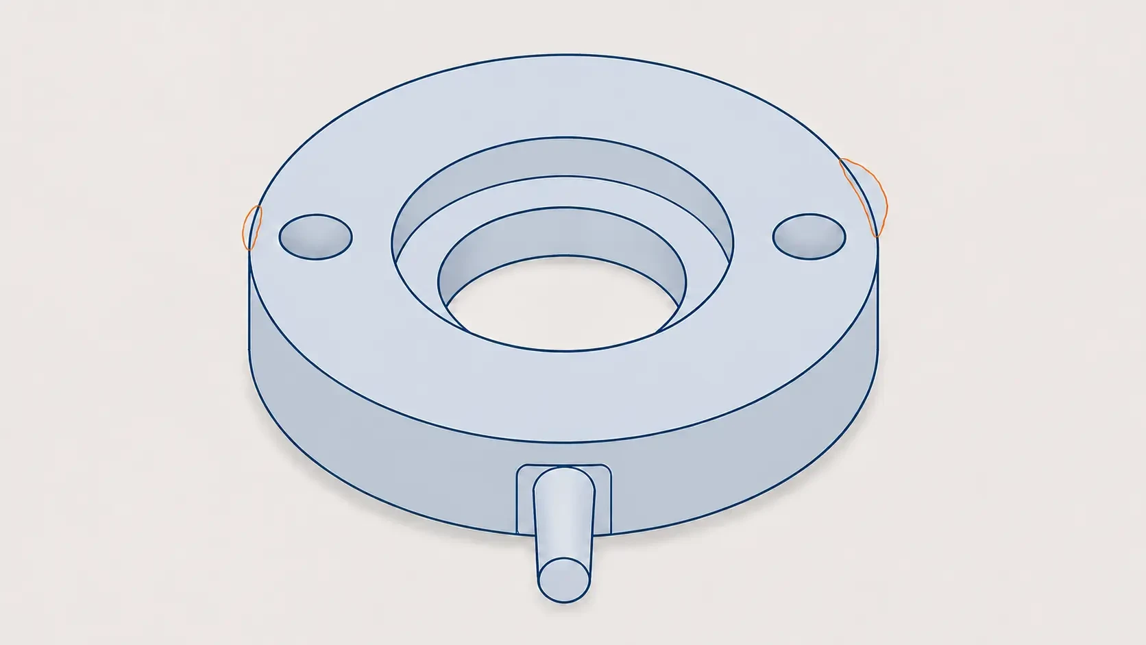 Thin excess plastic visible along the parting line of an injection-moulded component.