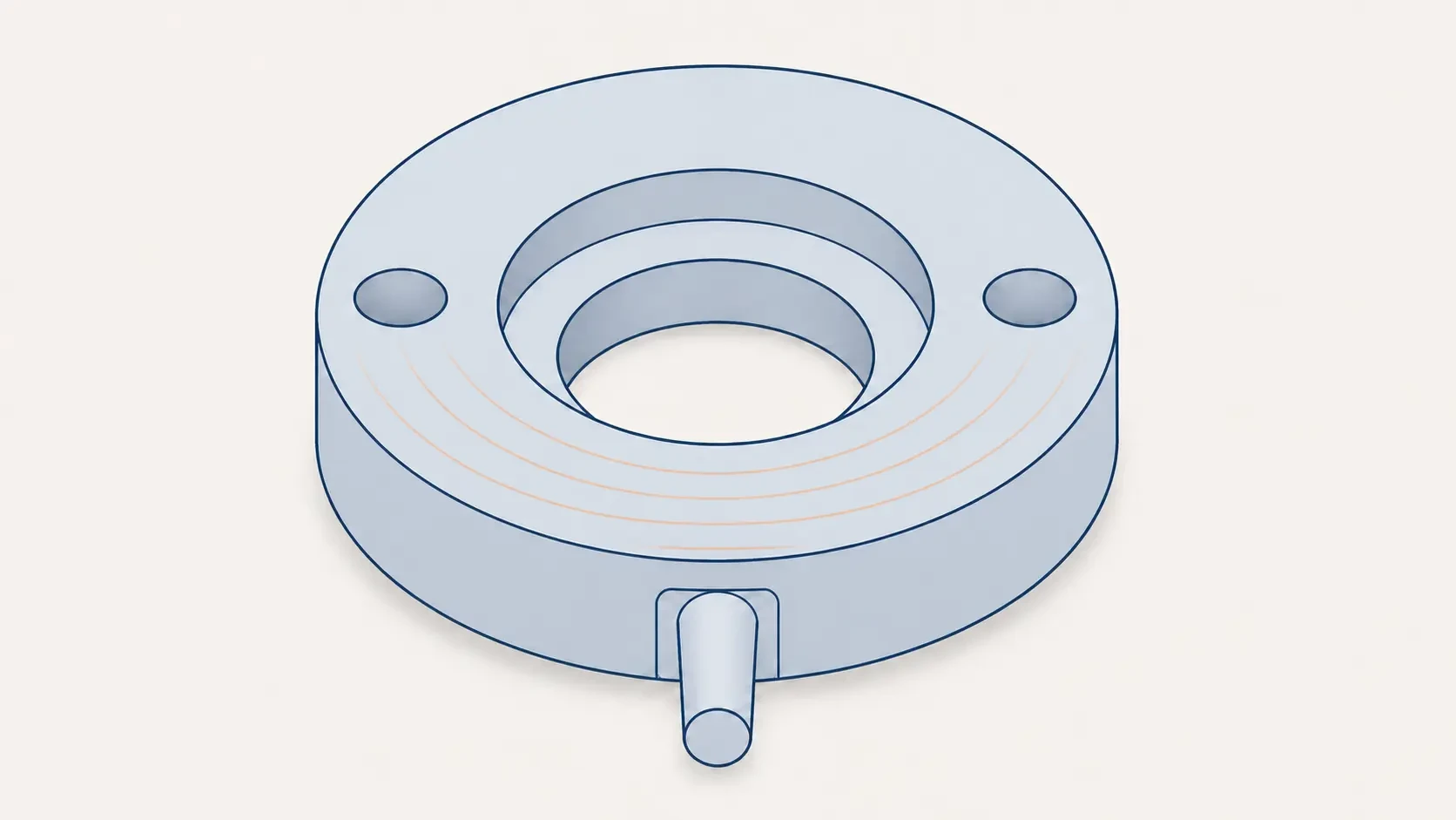 Wave-shaped flow marks visible near the gate of an injection-moulded part.