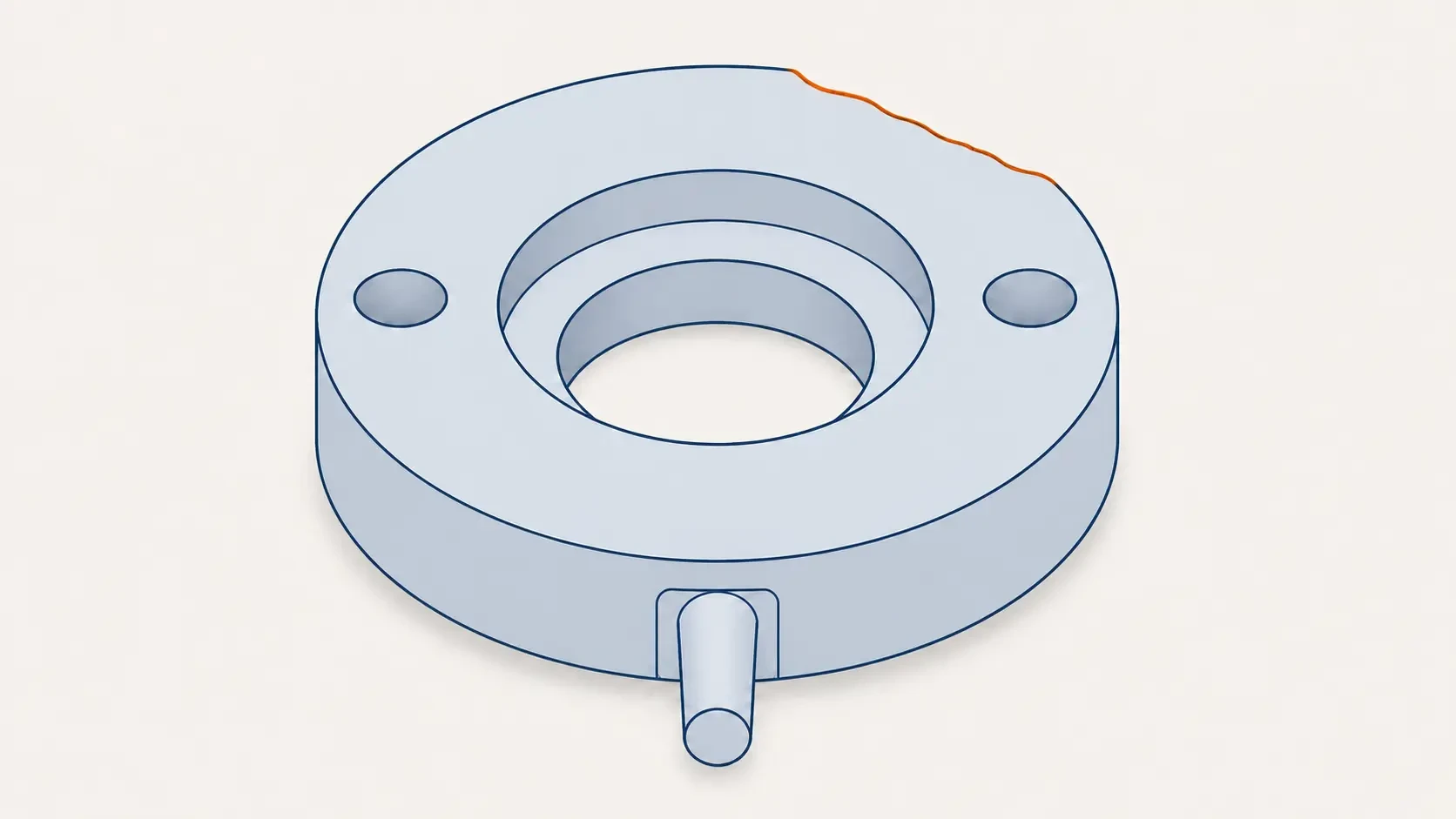 Incomplete injection-moulded plastic part where material did not fill the end of the cavity.