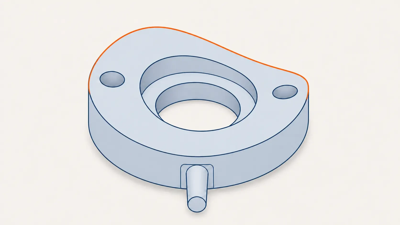 Injection-moulded plastic component showing distortion away from its intended flat profile.