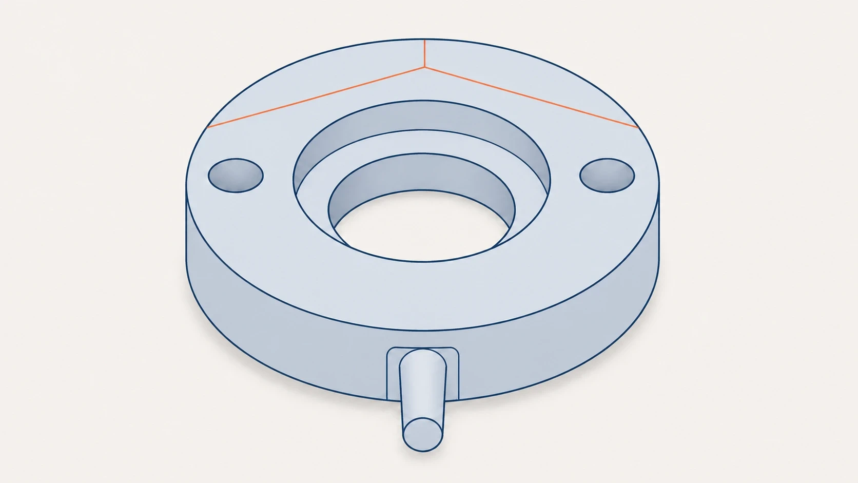 Visible weld line where two plastic melt fronts met around an opening in an injection-moulded part.